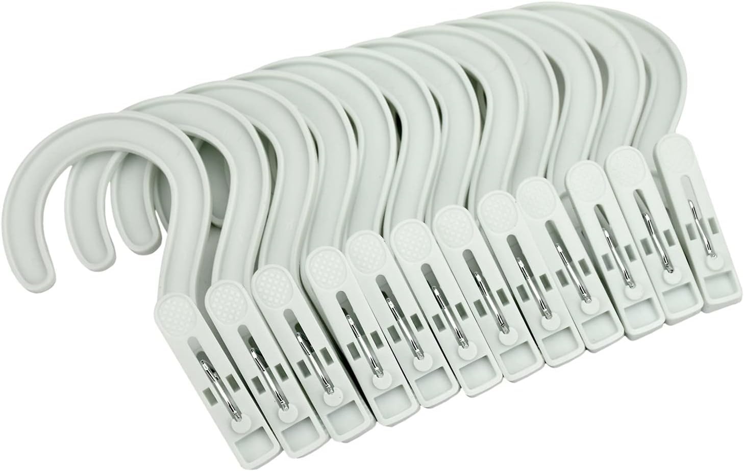 Portable Plastic Laundry Hooks and Clips for Travel - 12 Pack