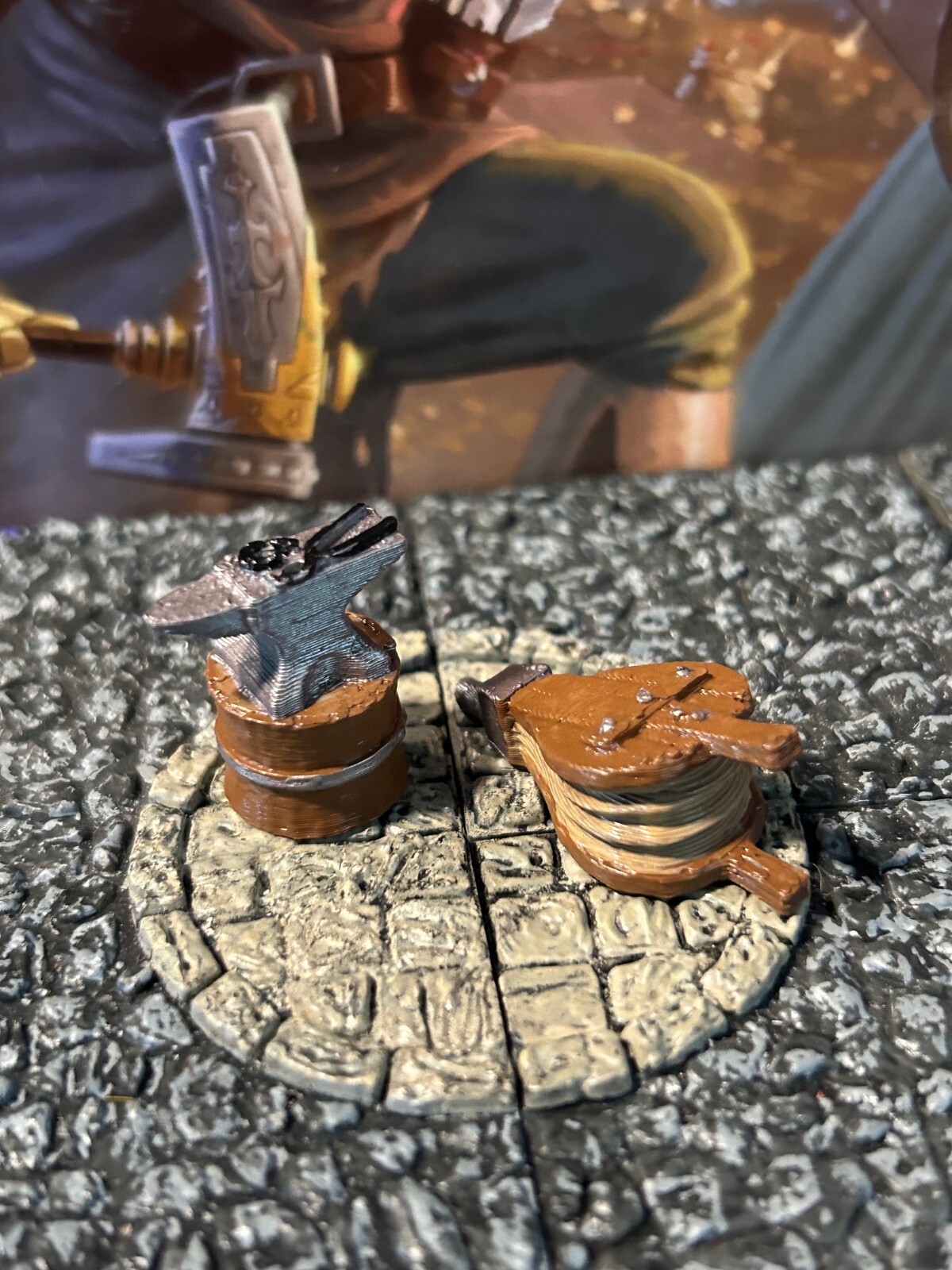 Anvil & Bellows 2 pc Forge Tools miniature Dungeons & Dragons D&D painted