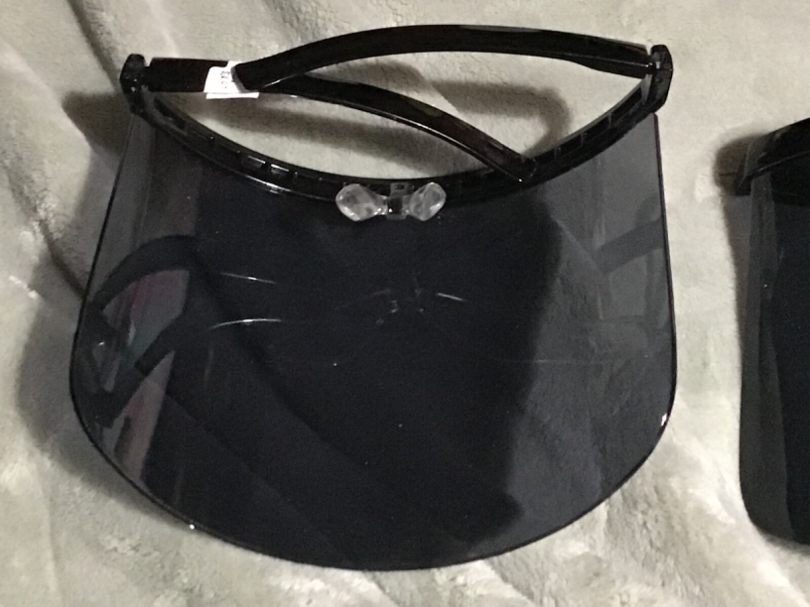 2 black plastic face shields new with tags