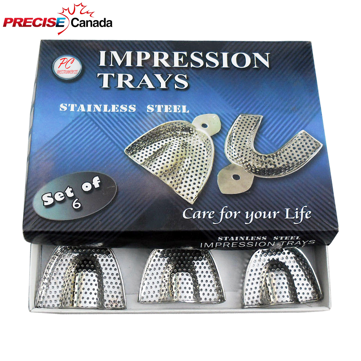 Upper/Lower STAINLESS STEEL Dental Autoclavable Metal Impression Trays S/M/L