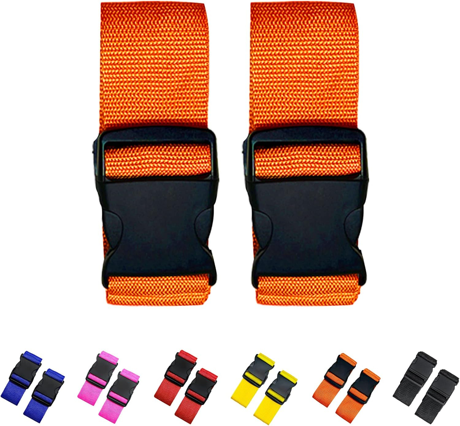 2 Pack Suitcase Straps, Bright Color Adjustable , TSA Approved (Orange)