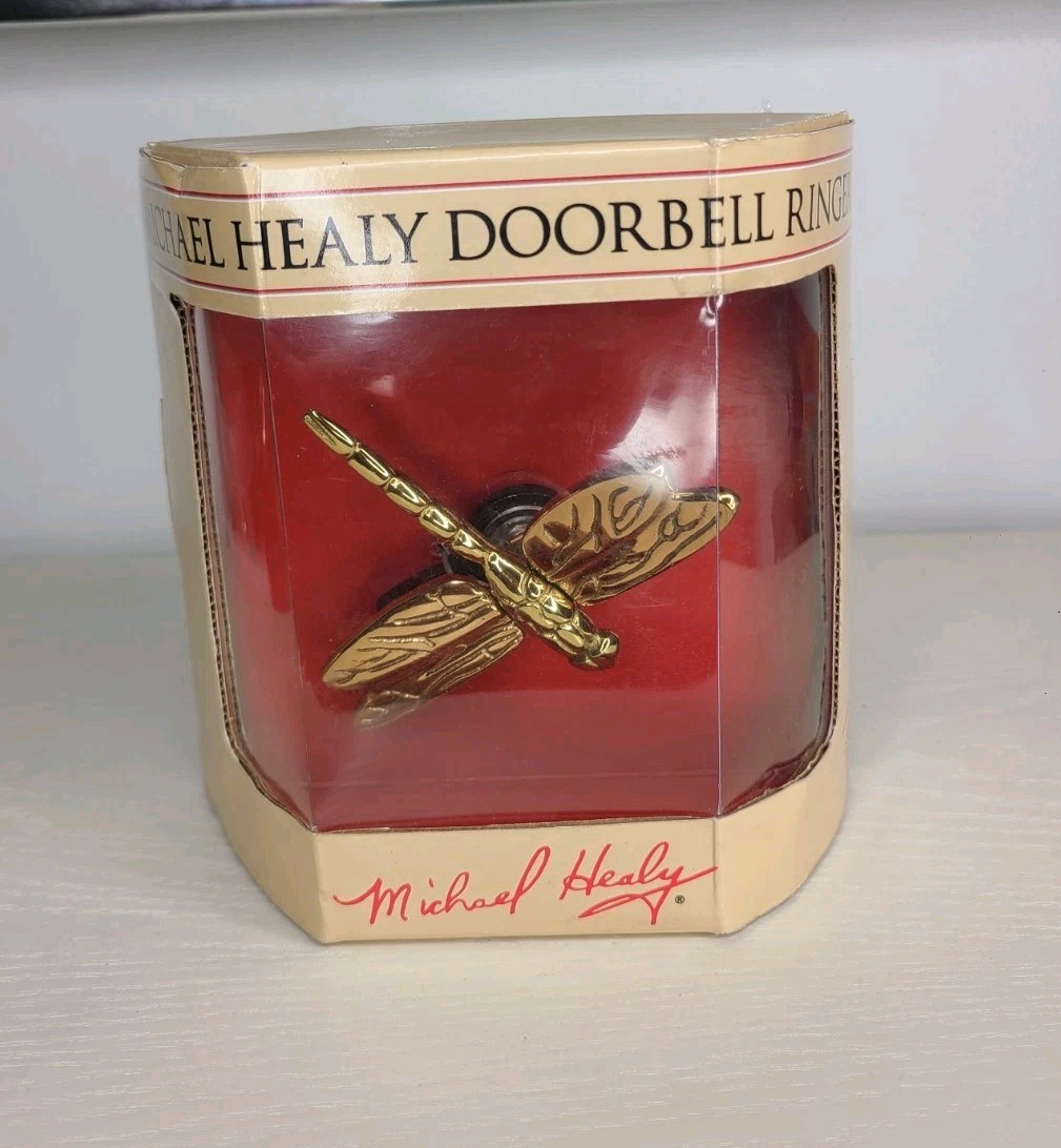 Michael Healy Dragonfly Doorbell Ringer Brass Night Glow Decor Unused