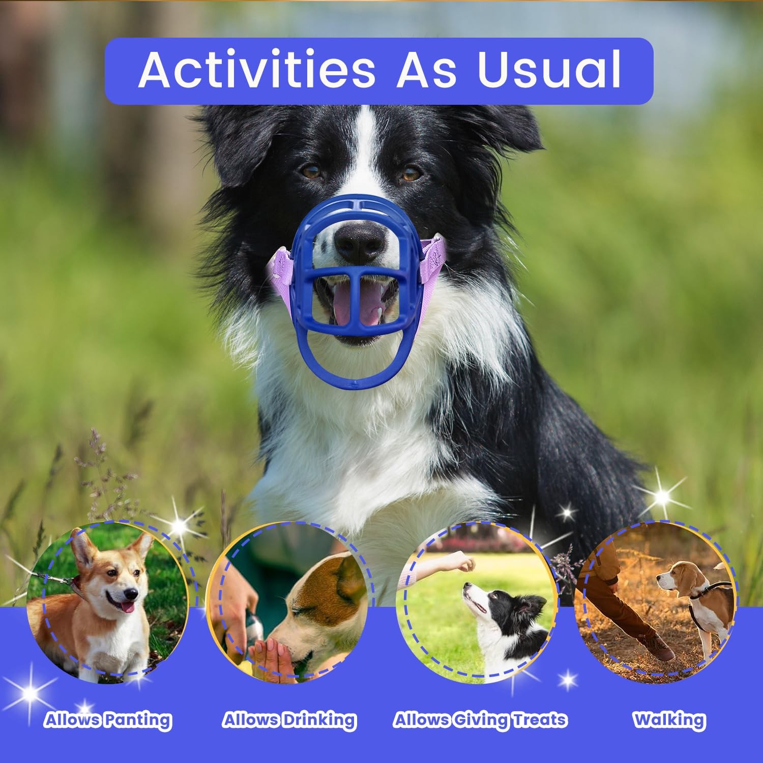 Dog Muzzle, Basket Muzzle Anti Biting Chewing, Sturdy Lightweight Muzzle Allo...
