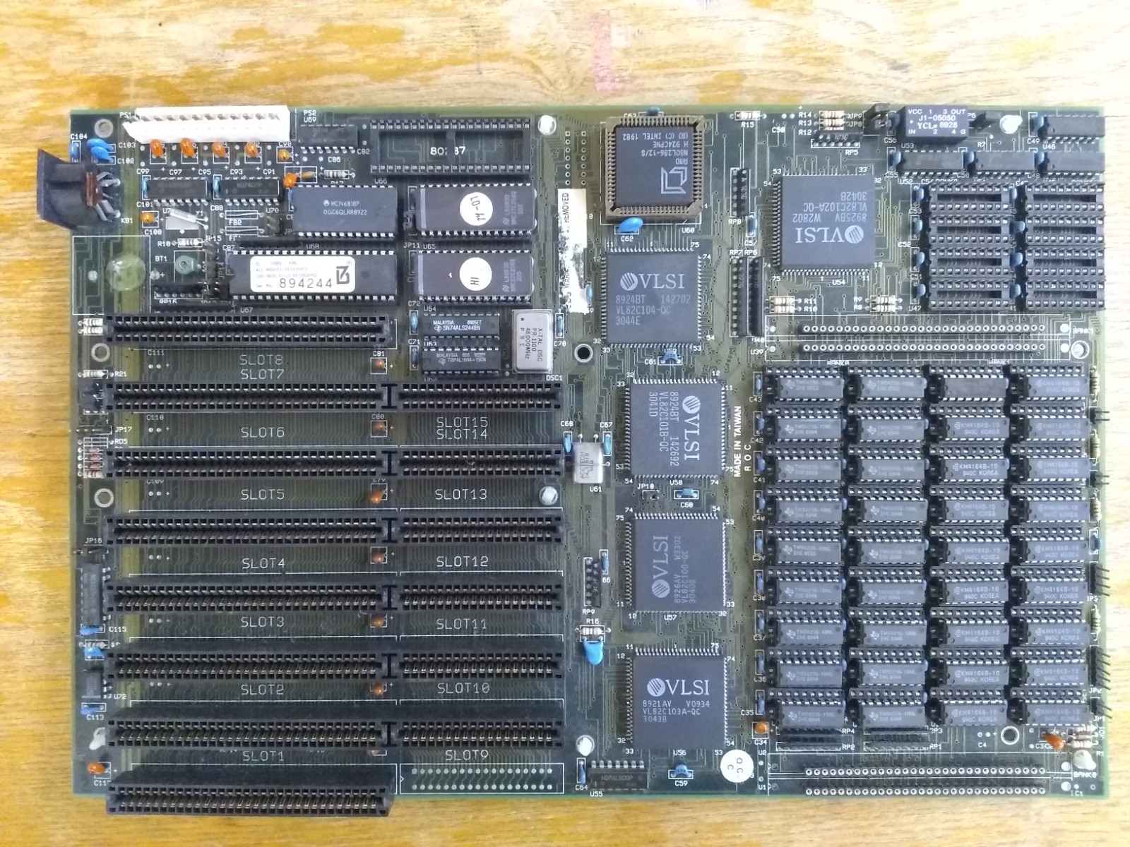 286 12mhz ISA Motherboard W/ 1MB DIP RAM/DRAM/Memory + SIPP Slots, Baby-AT As-Is