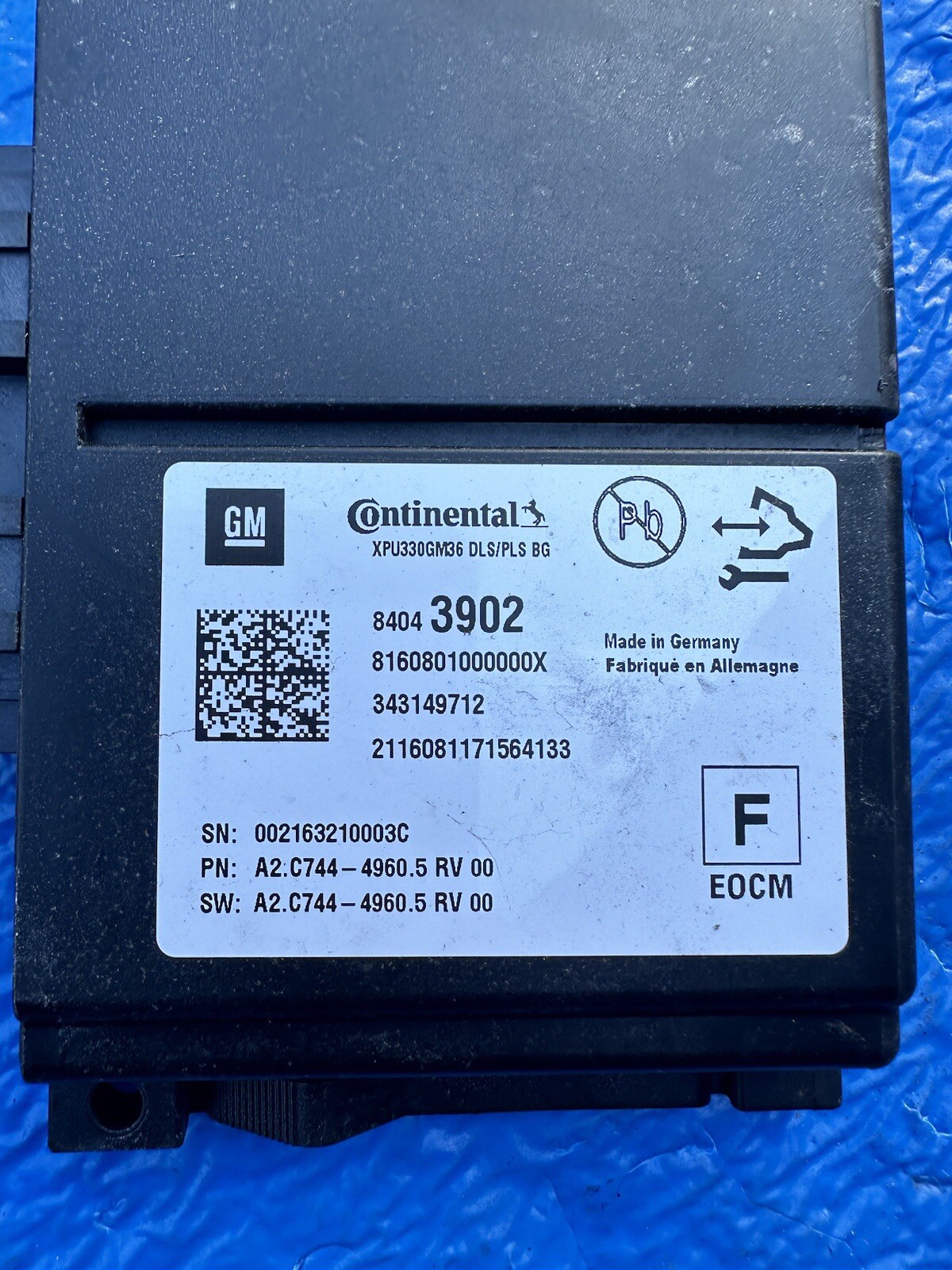 16 CHEVY MALIBU Collision Avoidance Mitigation Relay Control Module 84043902 UGN