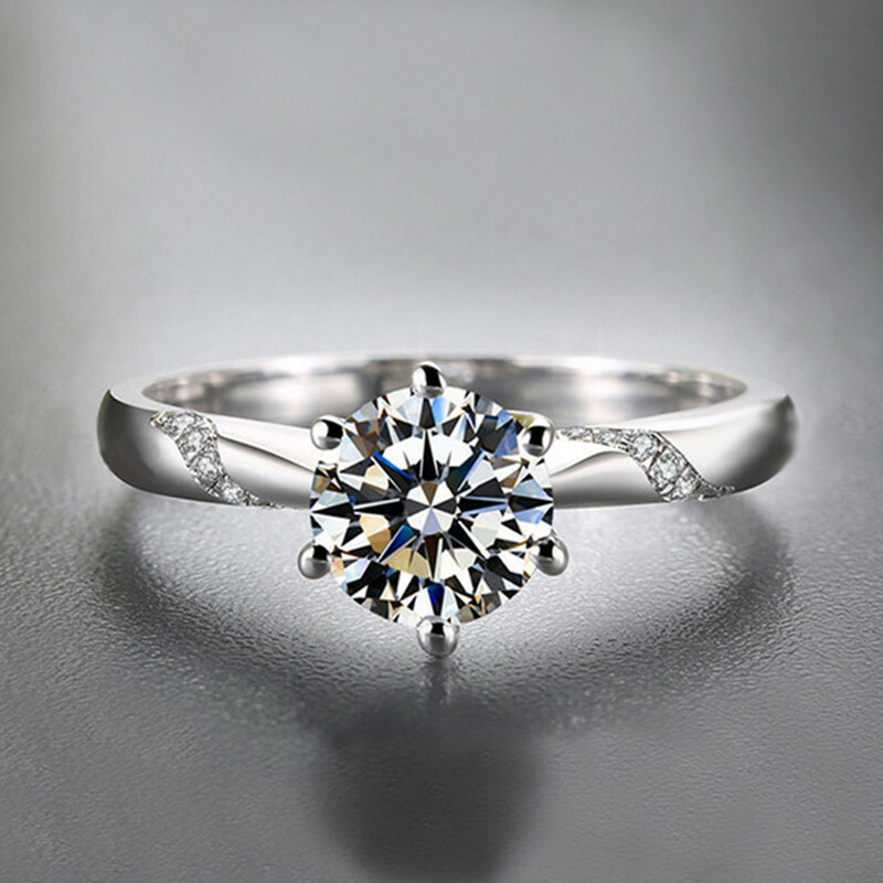 Pretty Jewelry 925 Silver Plated Ring Cubic Zircon Anniversary Ring Sz 6-10