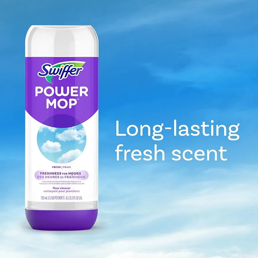 Swiffer PowerMop Floor Cleaning Solution with Fresh Scent, 25.3 fl oz, 2 Pack