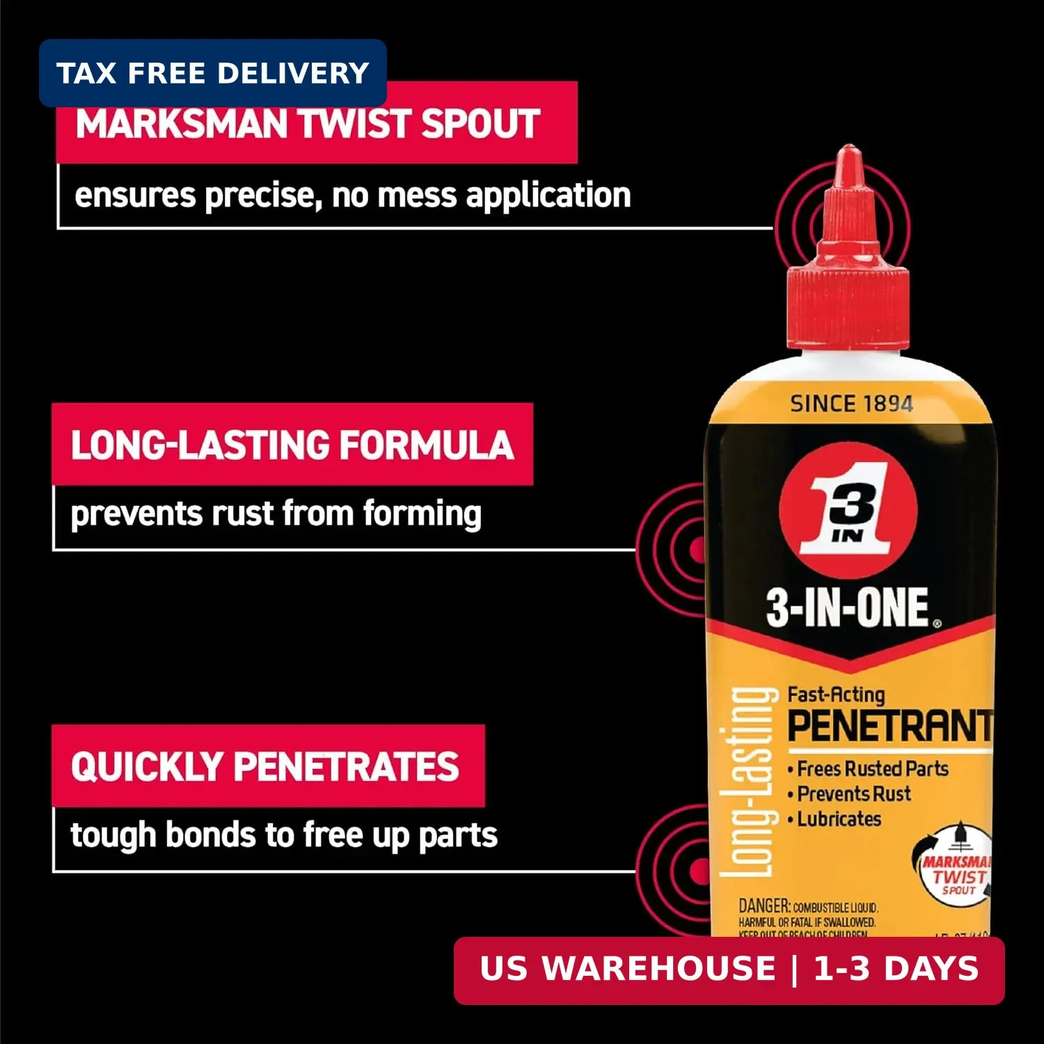 3-IN-ONE Fast-Acting Penetrant Drip Oil, 4 OZ