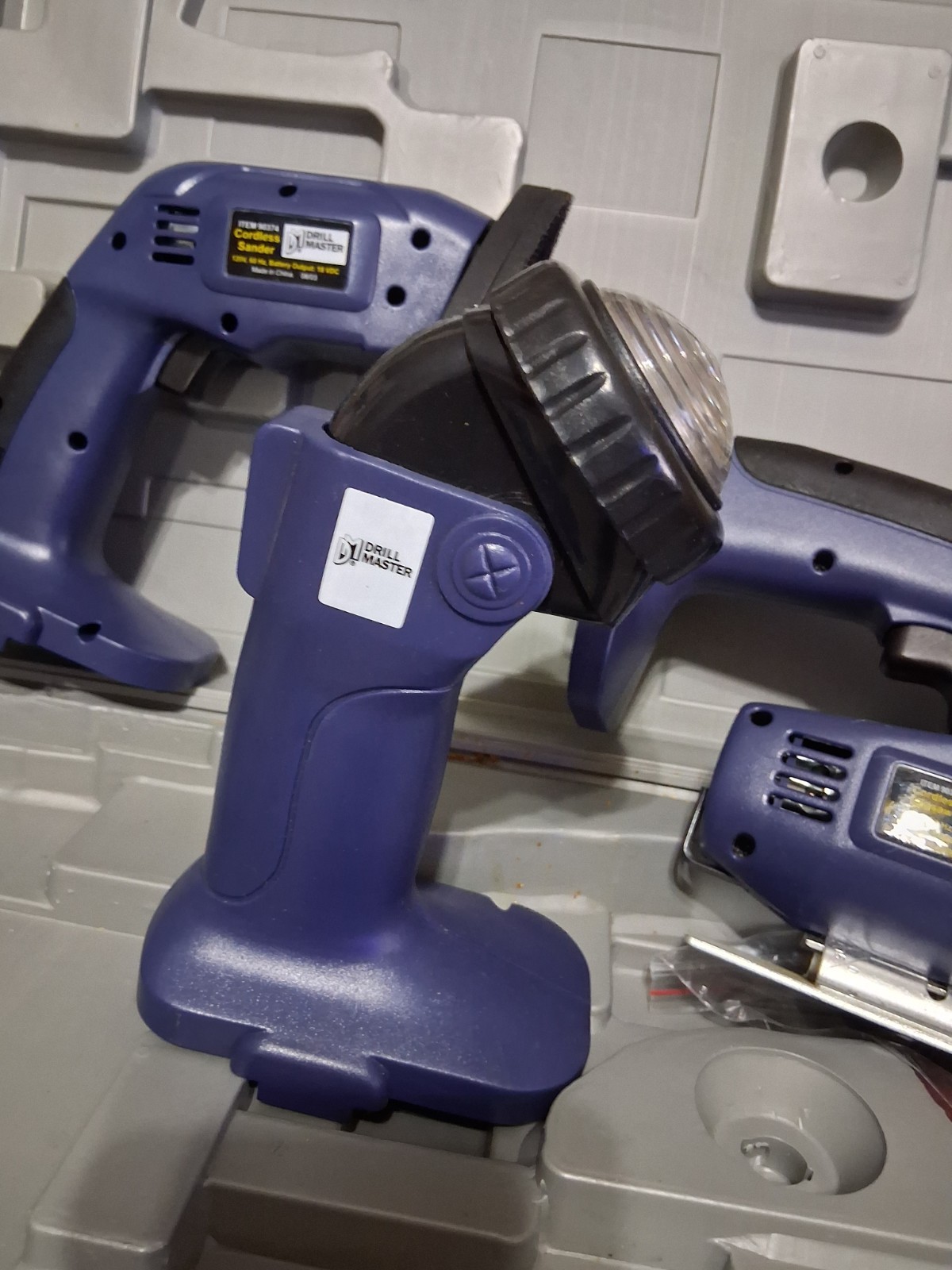 Drill Master Cordless Tool Combo W/ Case 18V Jigsaw Sander Flashlight No Battery