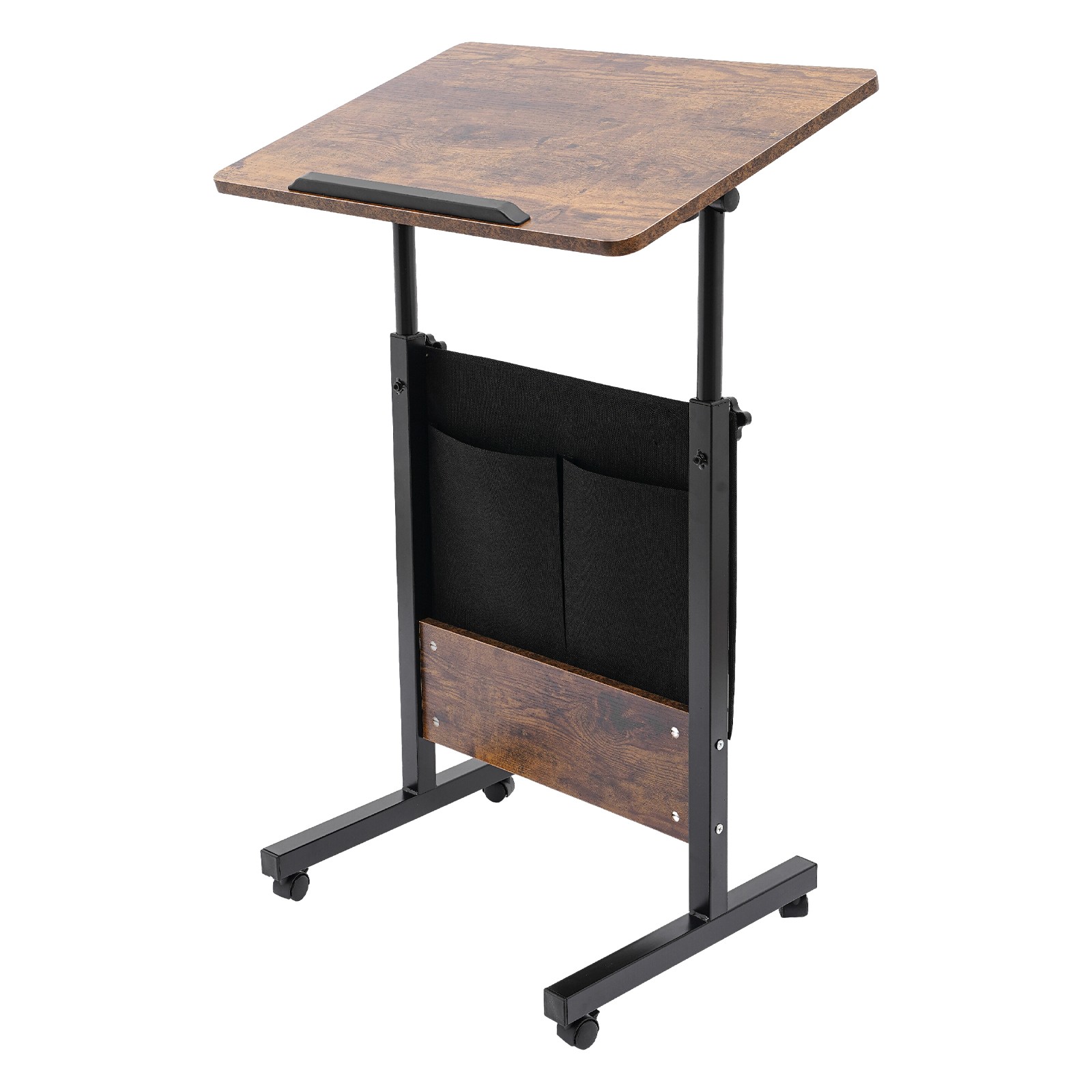 Rolling Adjustable Laptop Desk 32-47in Mobile Standing Table w/ Storage