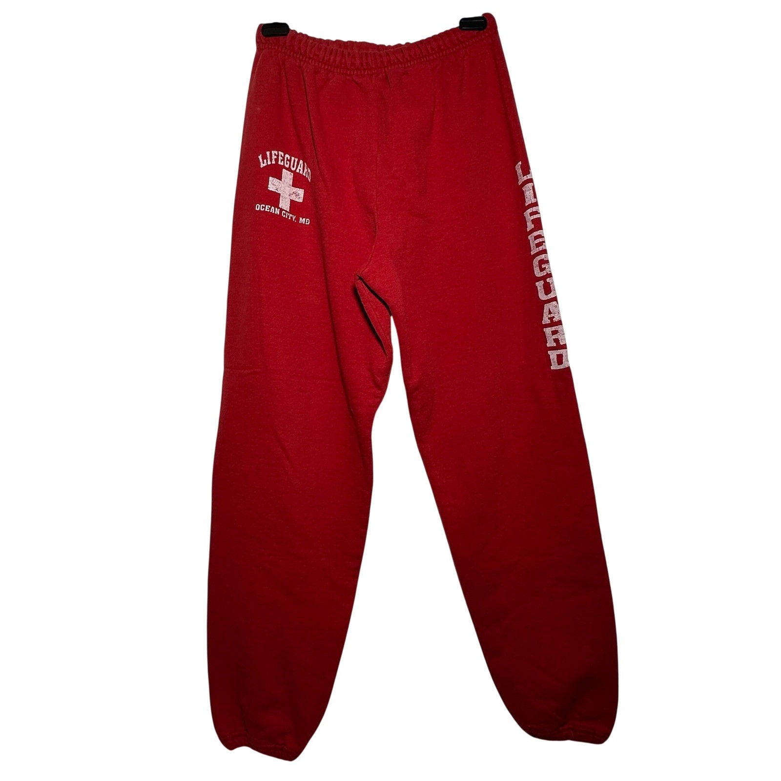 Jerzees Lifeguard Sweatpants Red Ocean City MD Athletic Joggers Size S