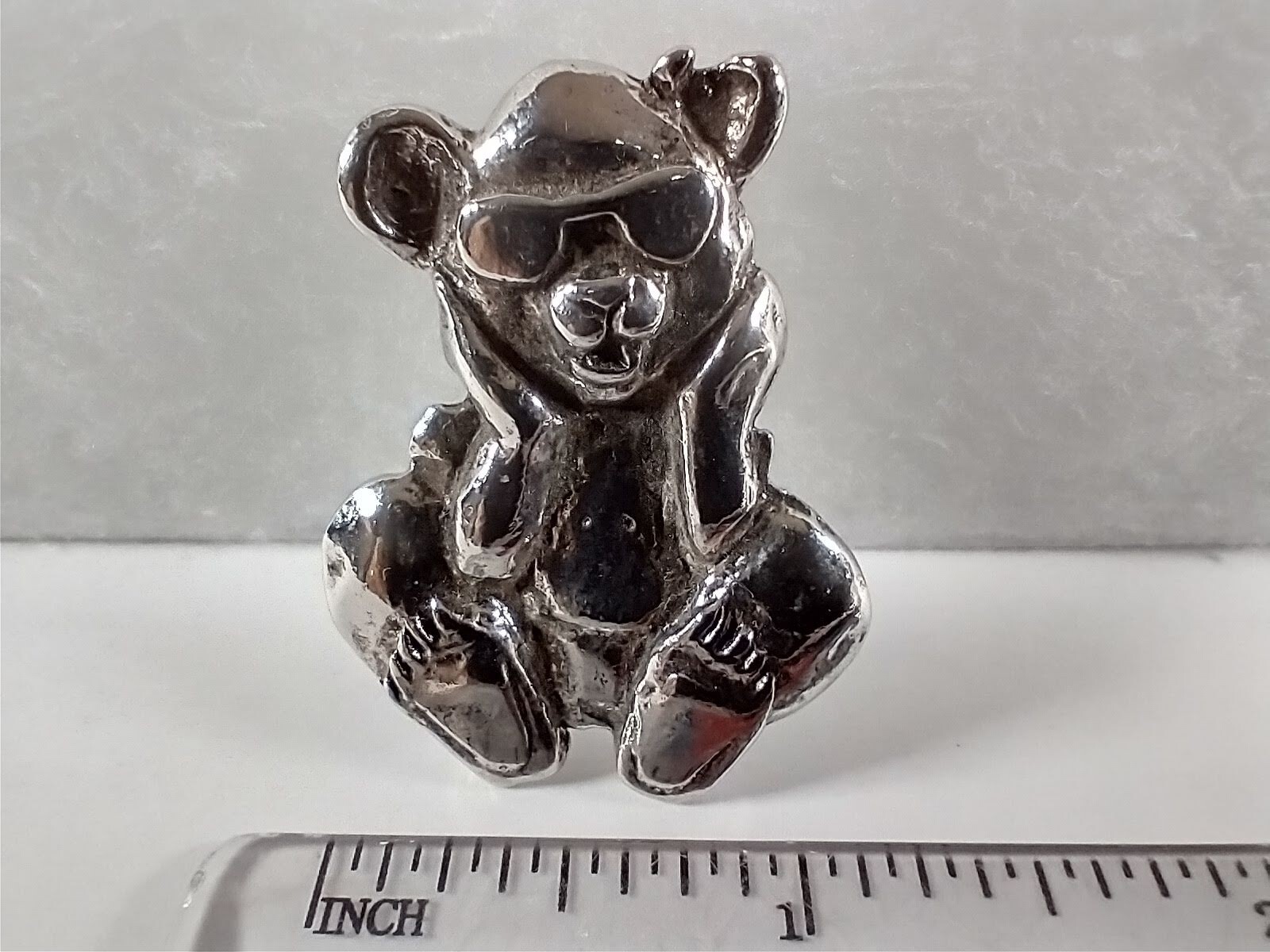 Bear with Sunglasses Grateful Dead Style Pin Pewter Vintage 1991