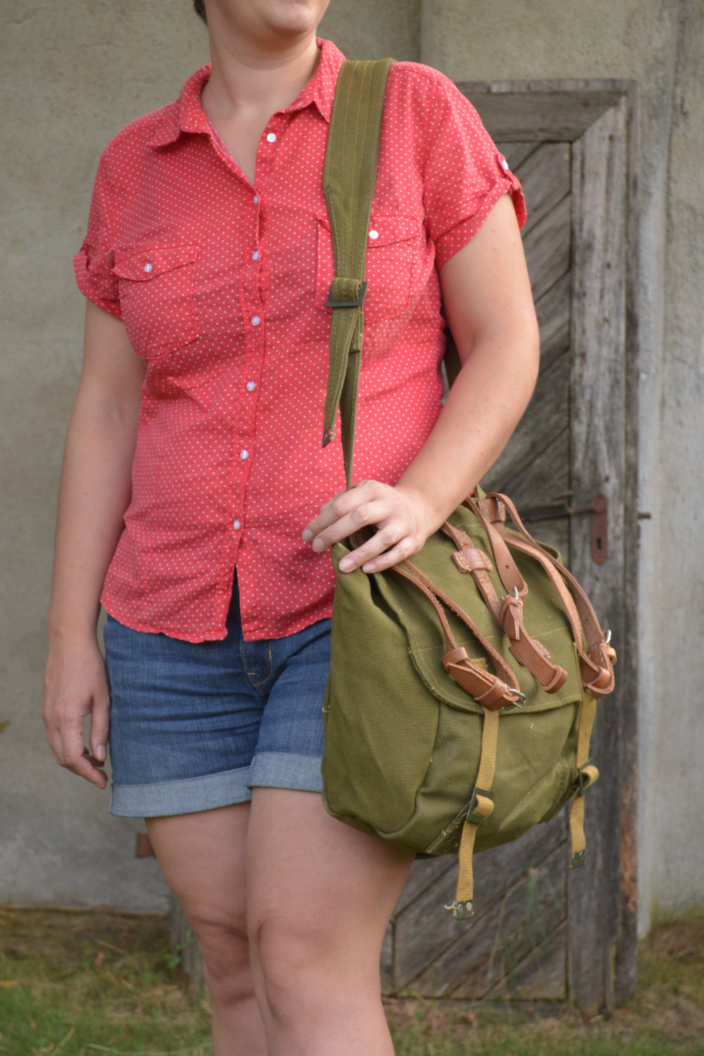 Military Cross Body Bag with LEATHER STRAPS, Vintage Messenger Bag, Shoulder Bag