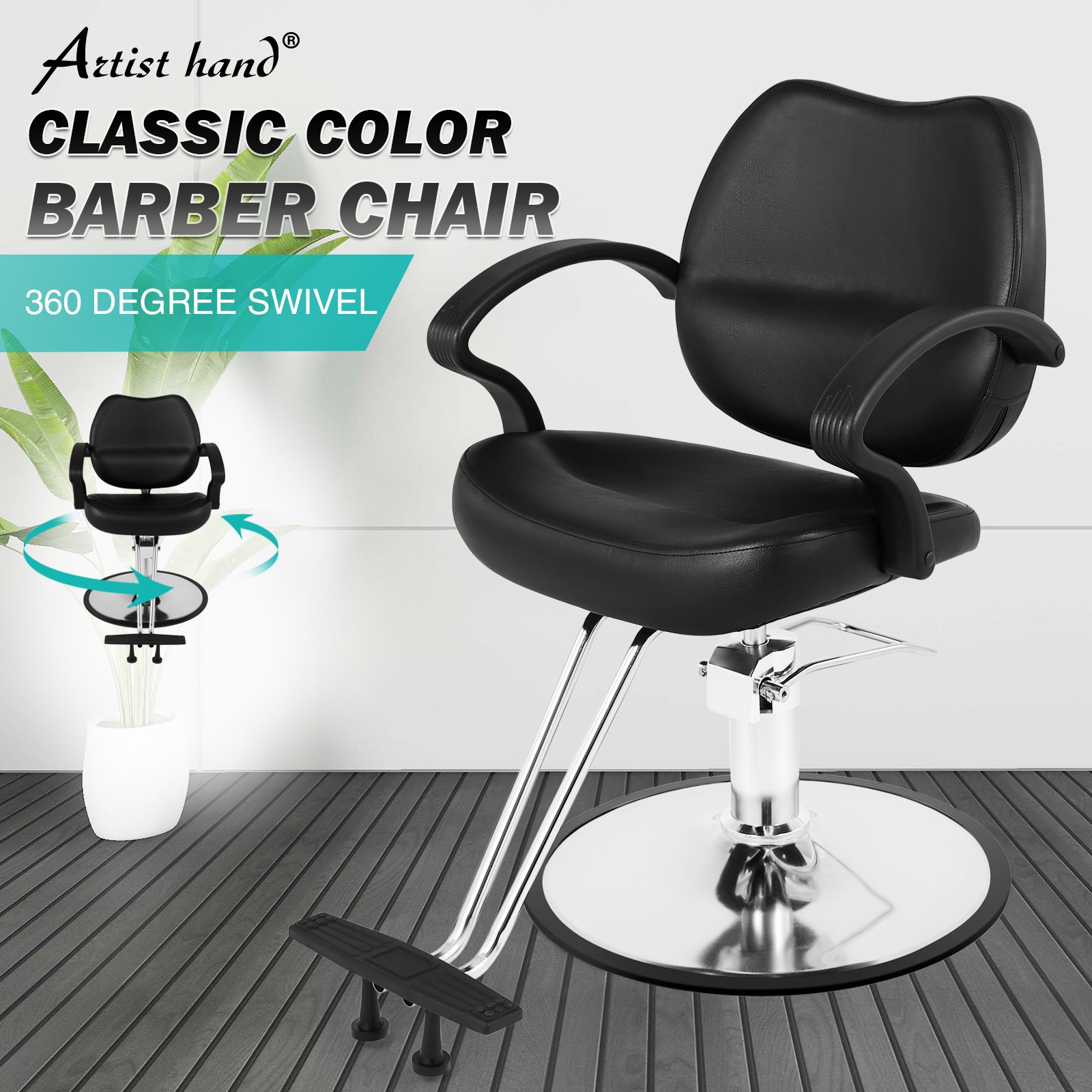 Black Salon Hydraulic Barber Chair Hair Dresser Stylist Beauty Spa 360°Equipment