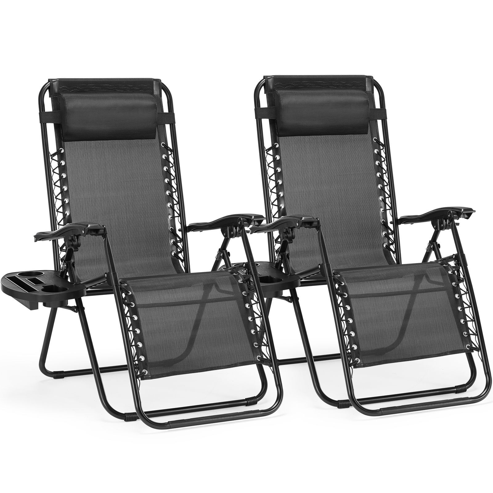 Set of 2 Zero Gravity Chairs Folding Lounger Beach Outdoor Patio Recliner Chair