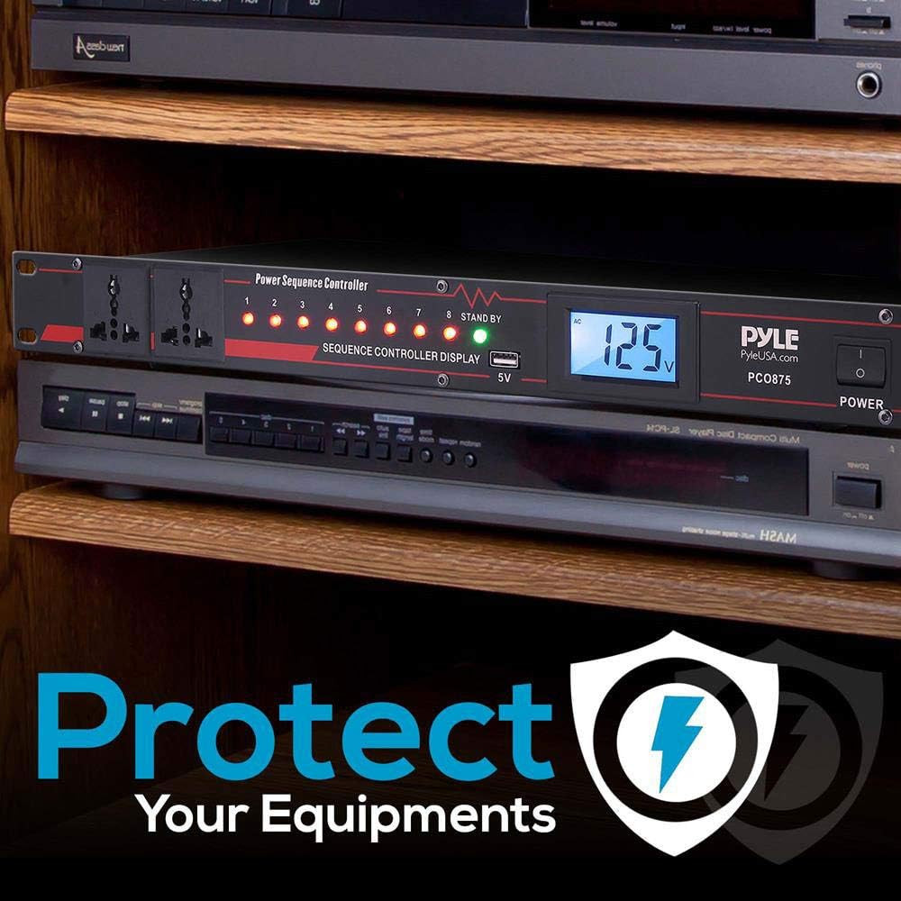 10 Outlet Power Sequencer Conditioner - 13 Amp 2000W Rack Mount Pro Audio Digit