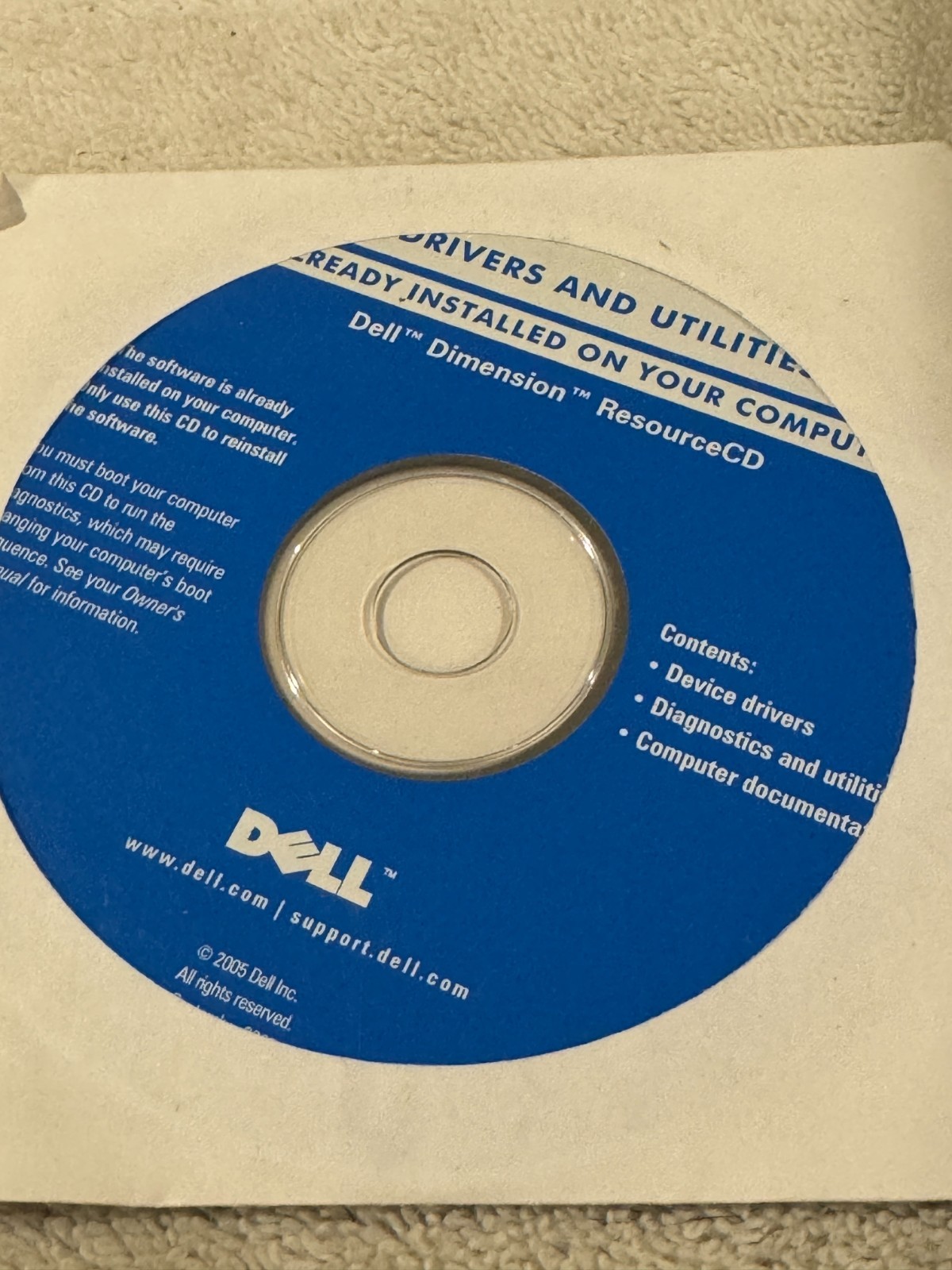 Dell Drivers & Utilities Dell Dimension Resource CD - CD ONLY VERY GOOD CONDITIO
