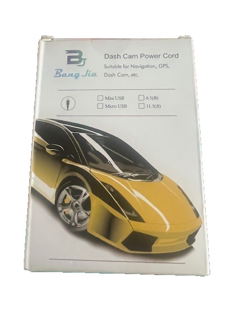 Bang Jia Power Dash Cam Power Cord  11.5 feet NIB