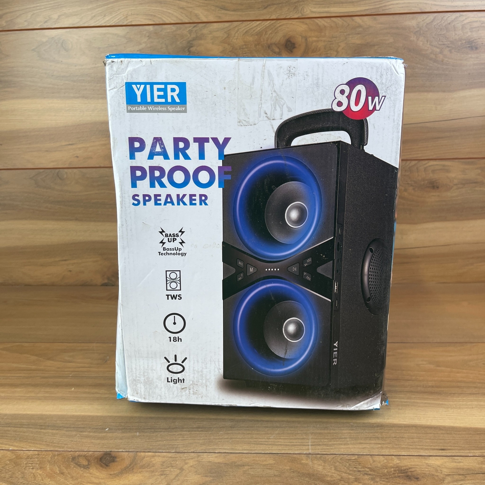 Yier Party Proof Portable Wireless Speaker Bluetooth 80W RGB Lights Stereo Sound
