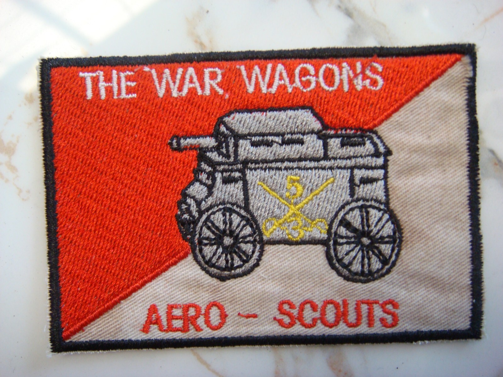 US D TROOP - 3rd OF THE 5th AERO SCOUTS THE WAR WAGONS, VIETNAM WAR PATCH