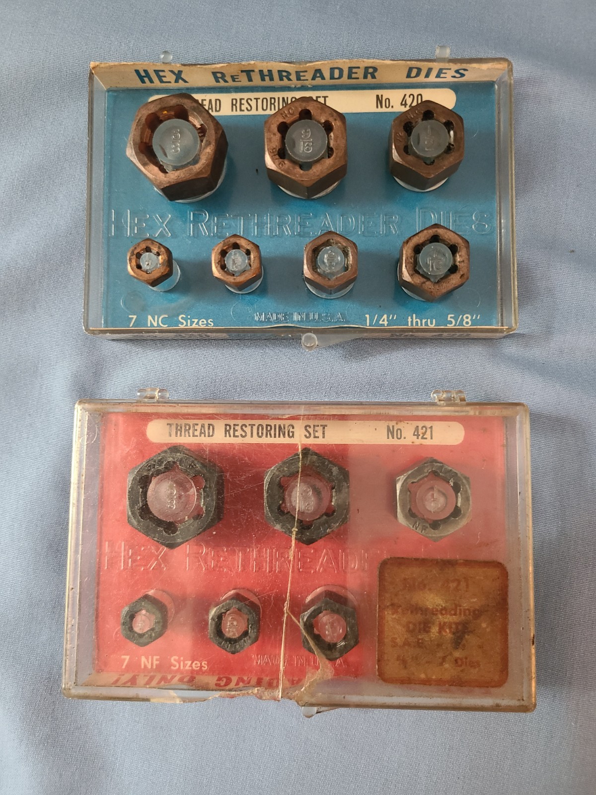 Vintage NF-SAE / NC USS Hex Nut ReThreader Dies 1/4" thru 5/8"