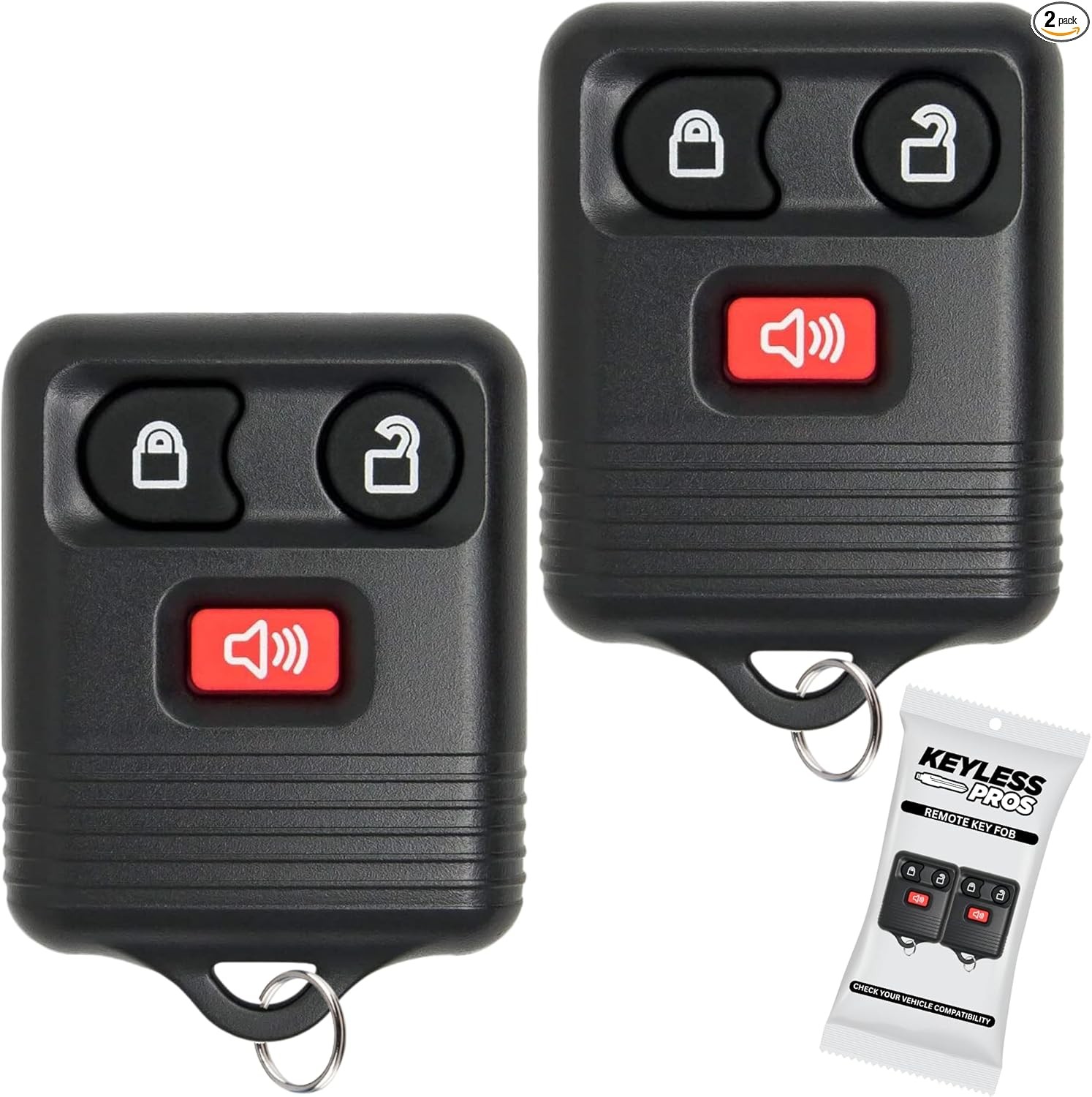 3-Button Replacement Key Fob Keyless Entry Remote, Fits F150  Color: 3-BTN x 2
