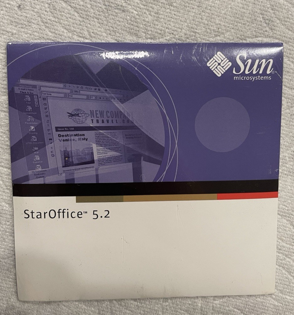 2000 Vintage Sun Microsystems StarOffice 5.2, Support Multi-Platform NEW Sealed