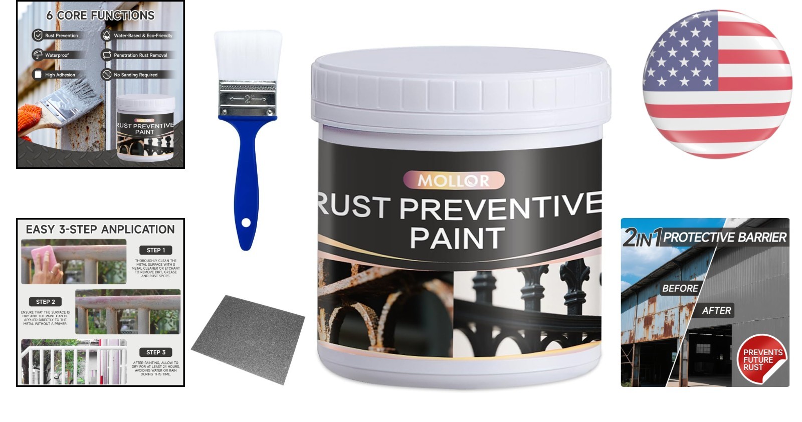 Versatile 2-in-1 Rust Converter & Primer for Metal - 17.5 Oz, Easy Application