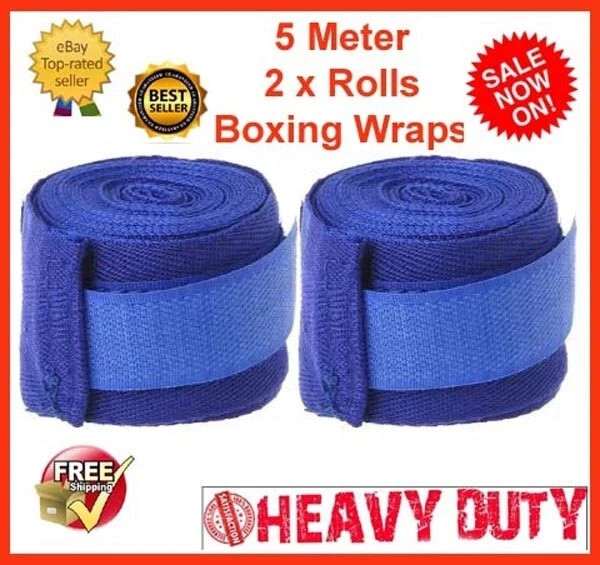2x 5M Cotton Boxing Hand Wraps Training Bandage for MMA Kickboxing Gloves Straps