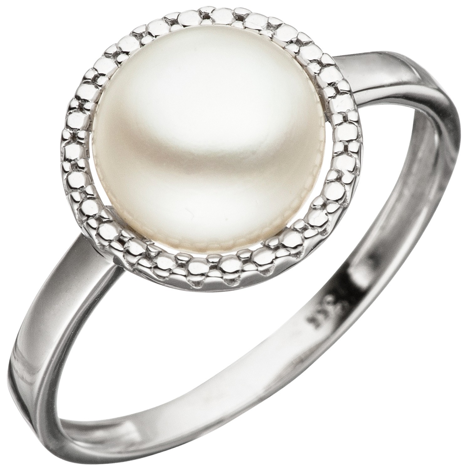 Jobo ladies' ring 333 gold White gold 1 freshwater pearl pearl ring White gold ring RW: