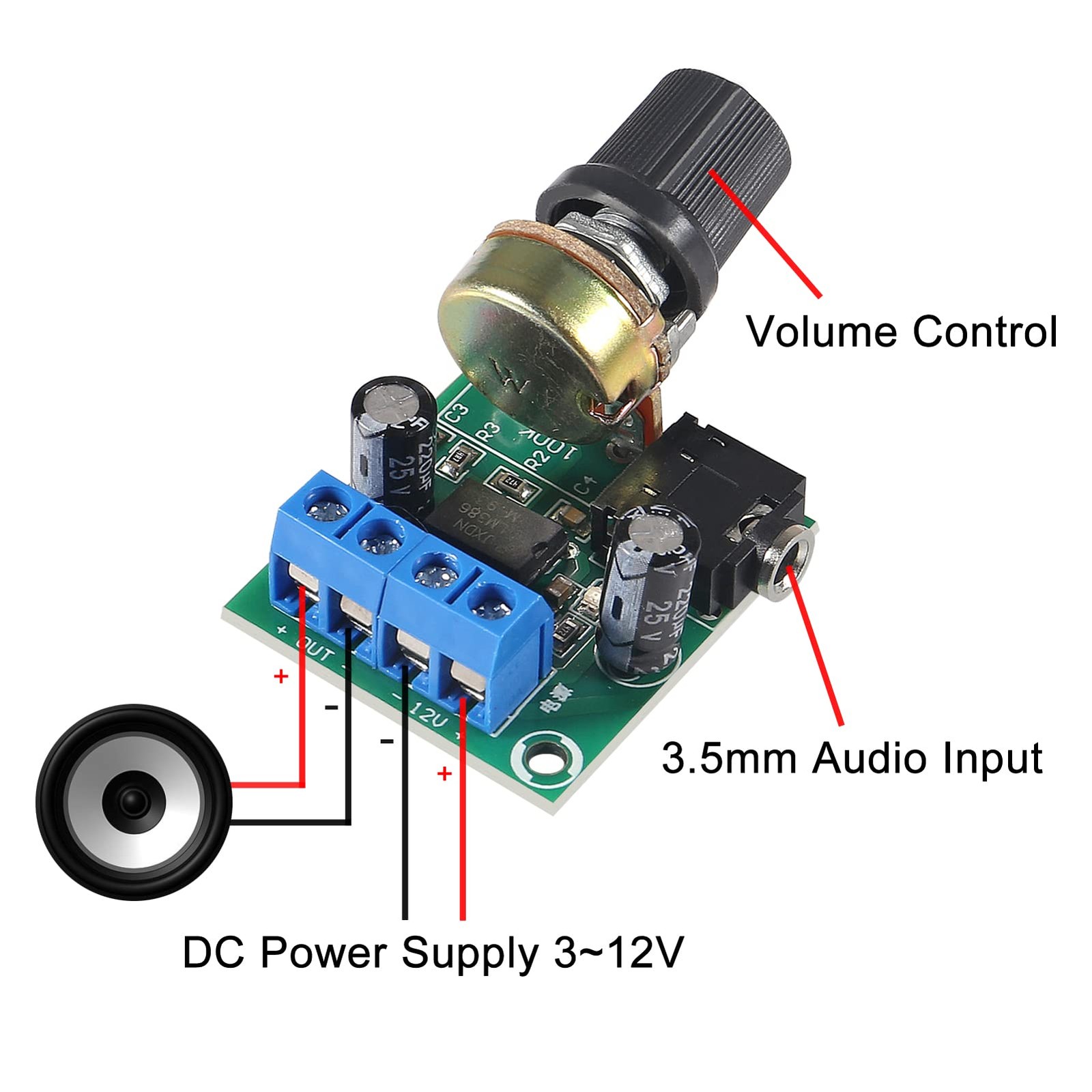 DWEII 4Pcs LM386 10W Mini Power Amplifier Board Audio Module