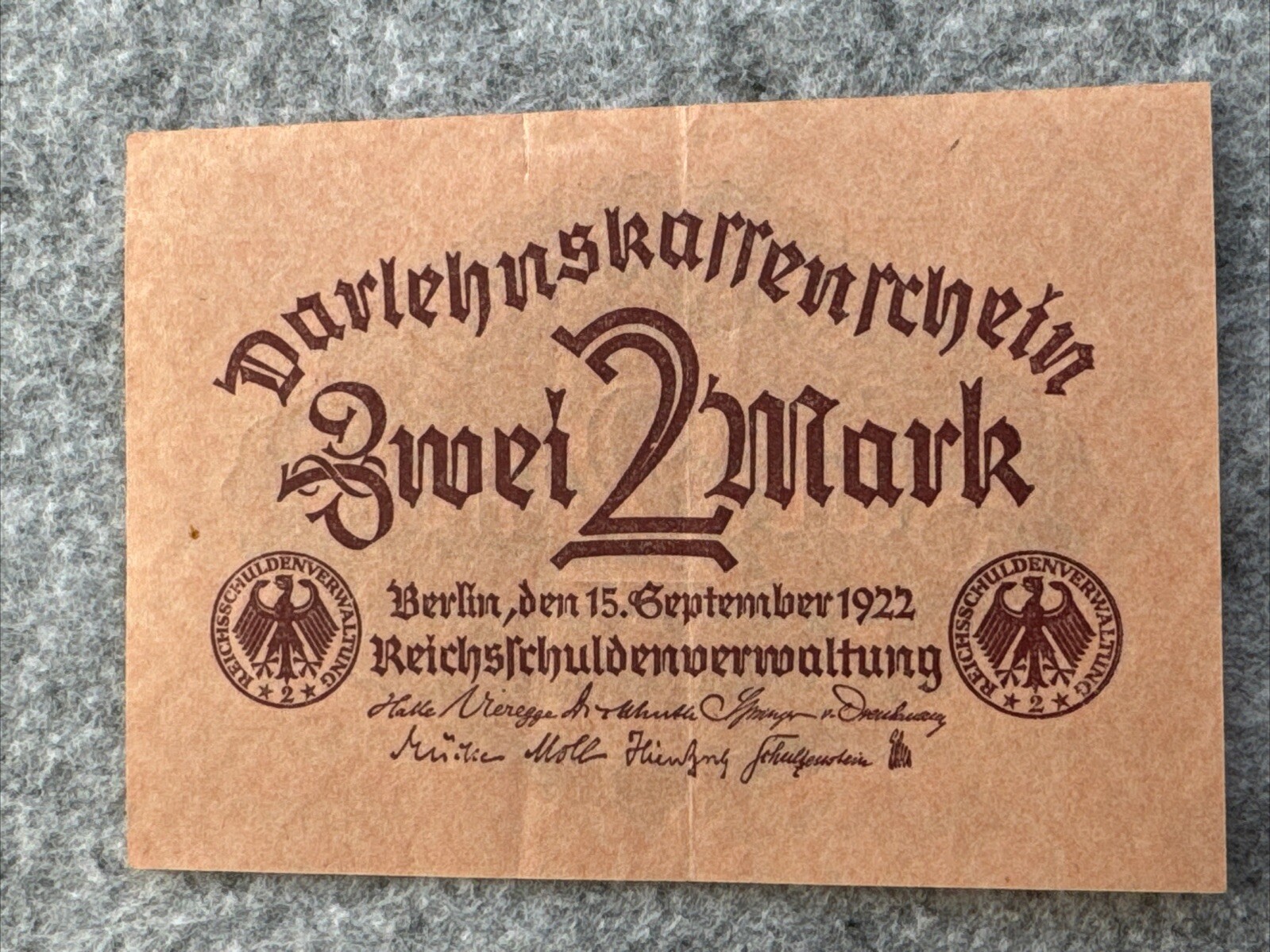 1922 GERMANY  Banknote 2 MARK ( # P62 )