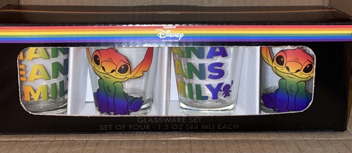 Disney Lilo & Stitch Rainbow Pride Shot Glasses Set Of Four New