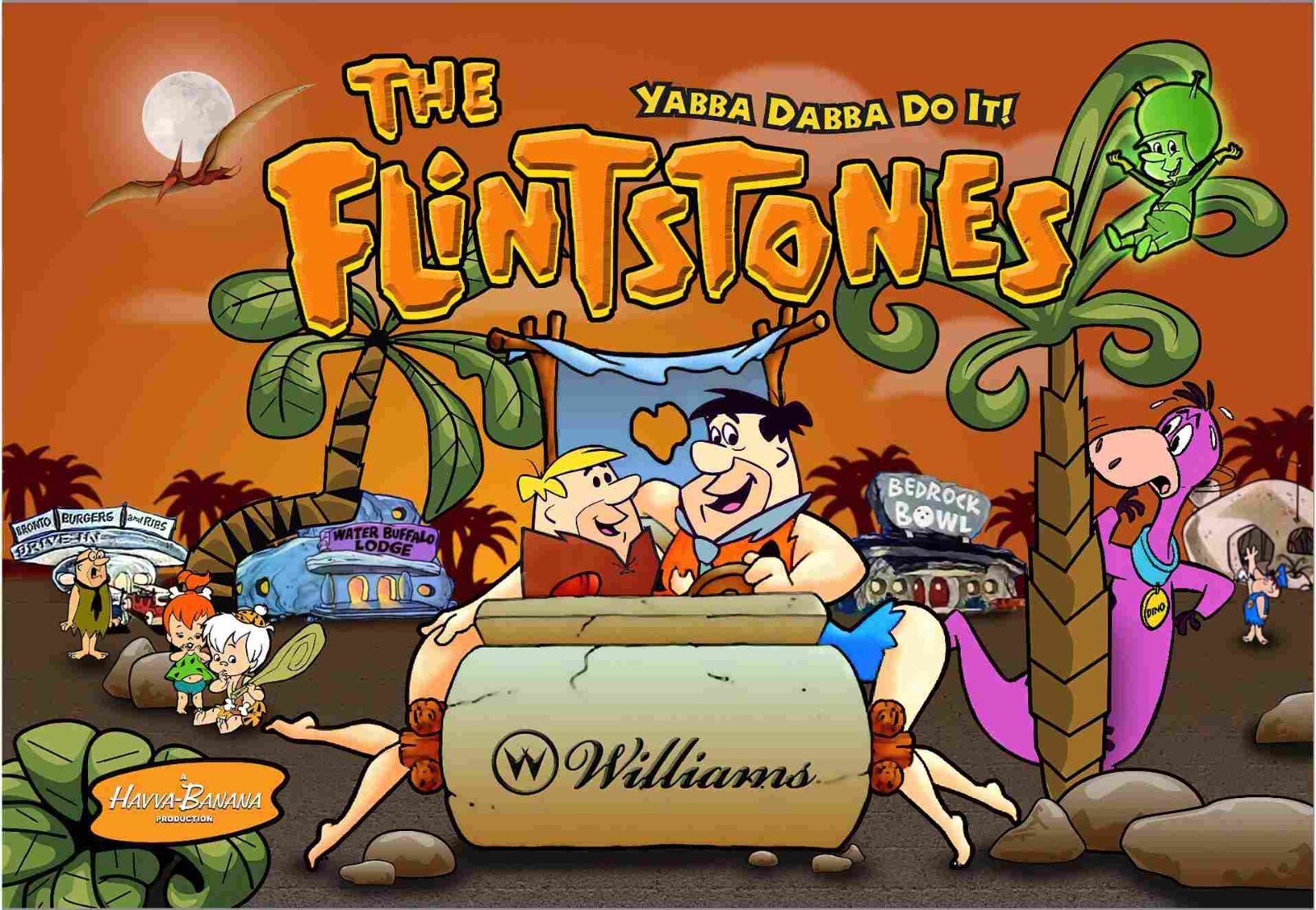 Williams FLINTSTONES Pinball Machine Alternate Translite AWESOME REPLACEMENT #2