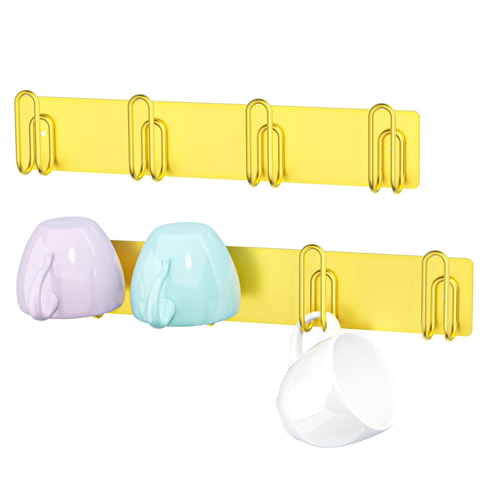 Mug Holder Wall Mounted, 2 Pack Coffee Cup Hooks, Metal Mug Rack for Kitchen,...