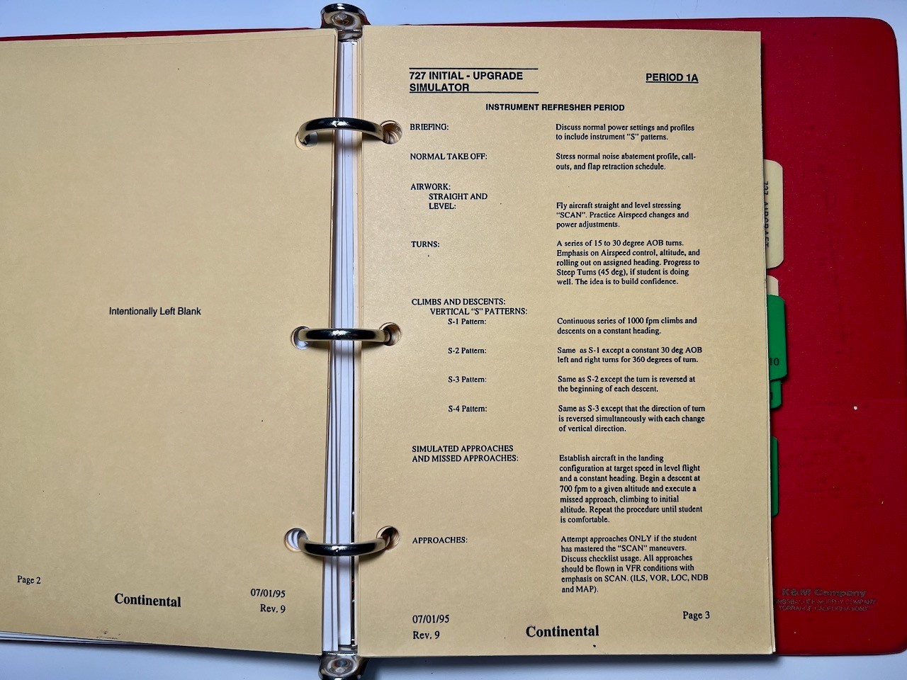 Continental Aircrew Policy Manual 1995 Flight Standards Training B727 Simulator
