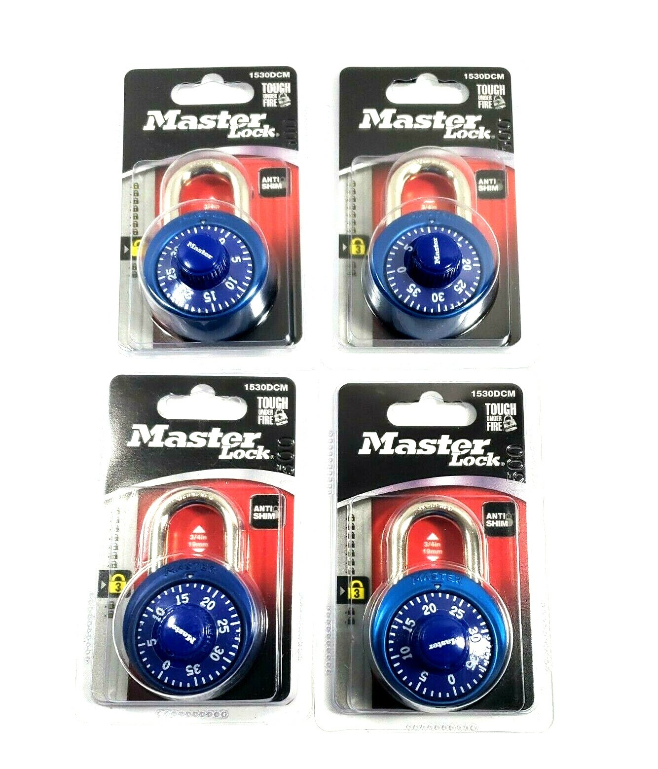 MASTER LOCK Combination Lock 1530DCM BLUE - Lot of 4