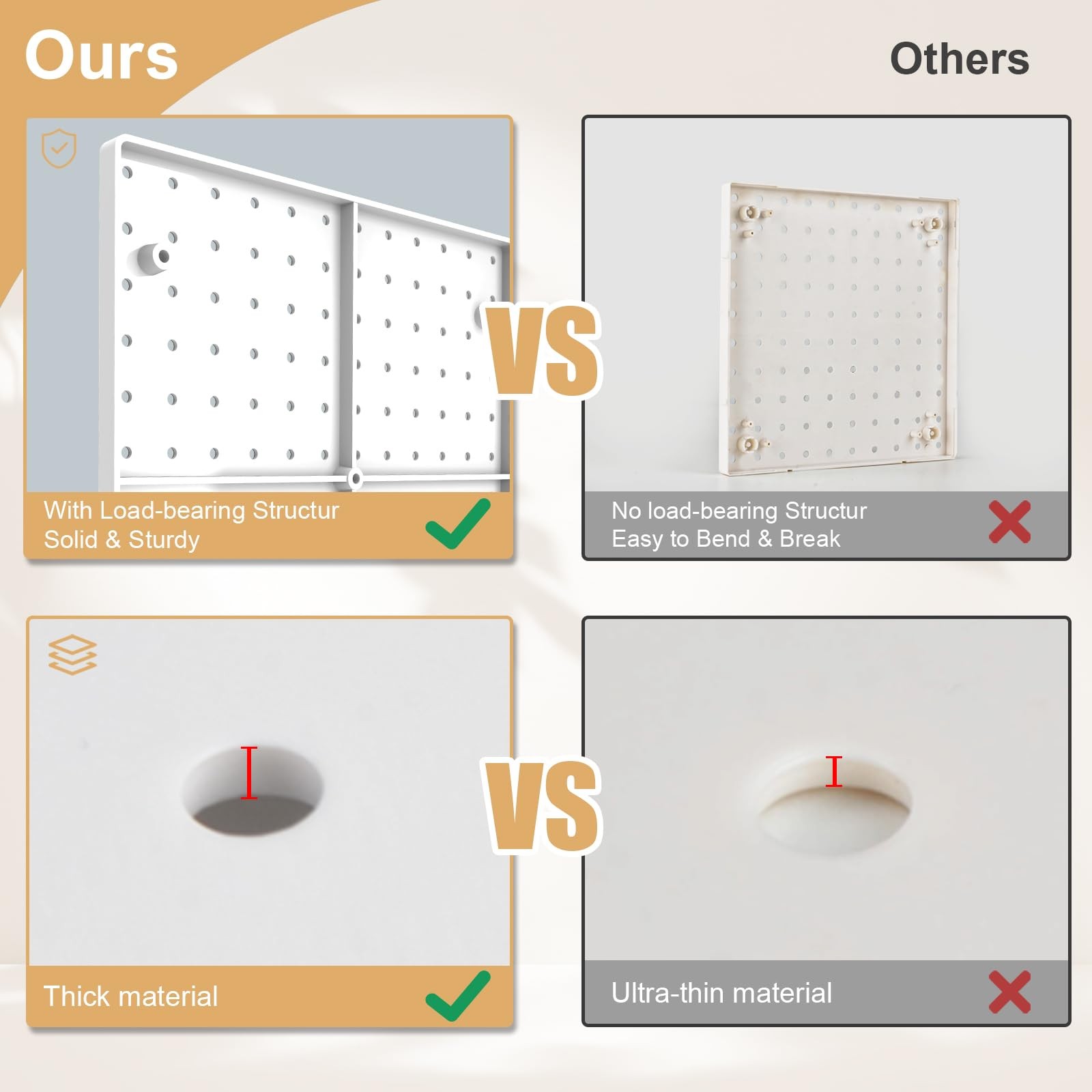 Peg Board with Hooks, Plastic Pegboard Kit with 4 White Pegboards and , Peg B...