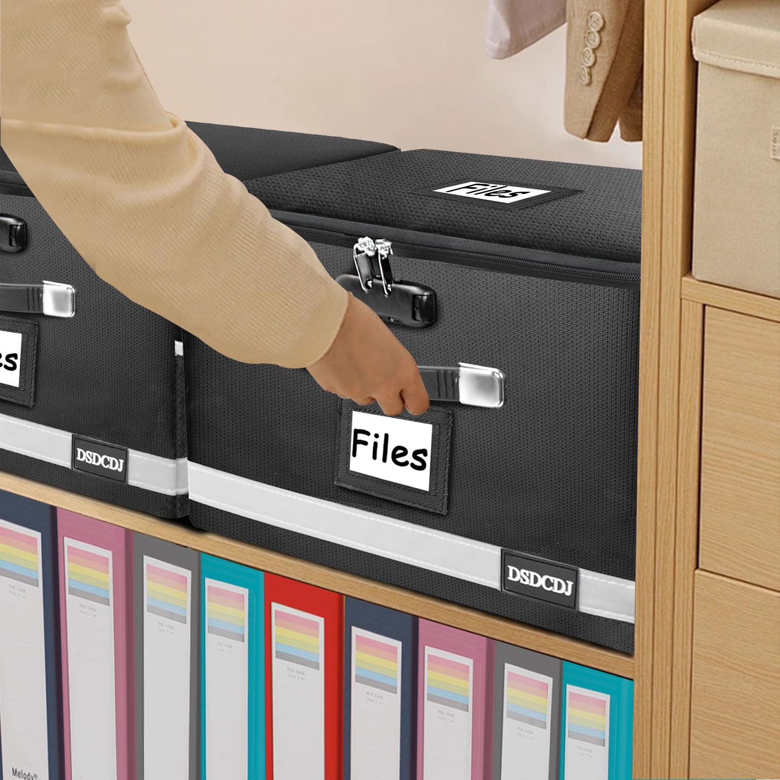 Upgraded Fireproof File Box with Stay-Open Straps, Fireproof Document Box wit...