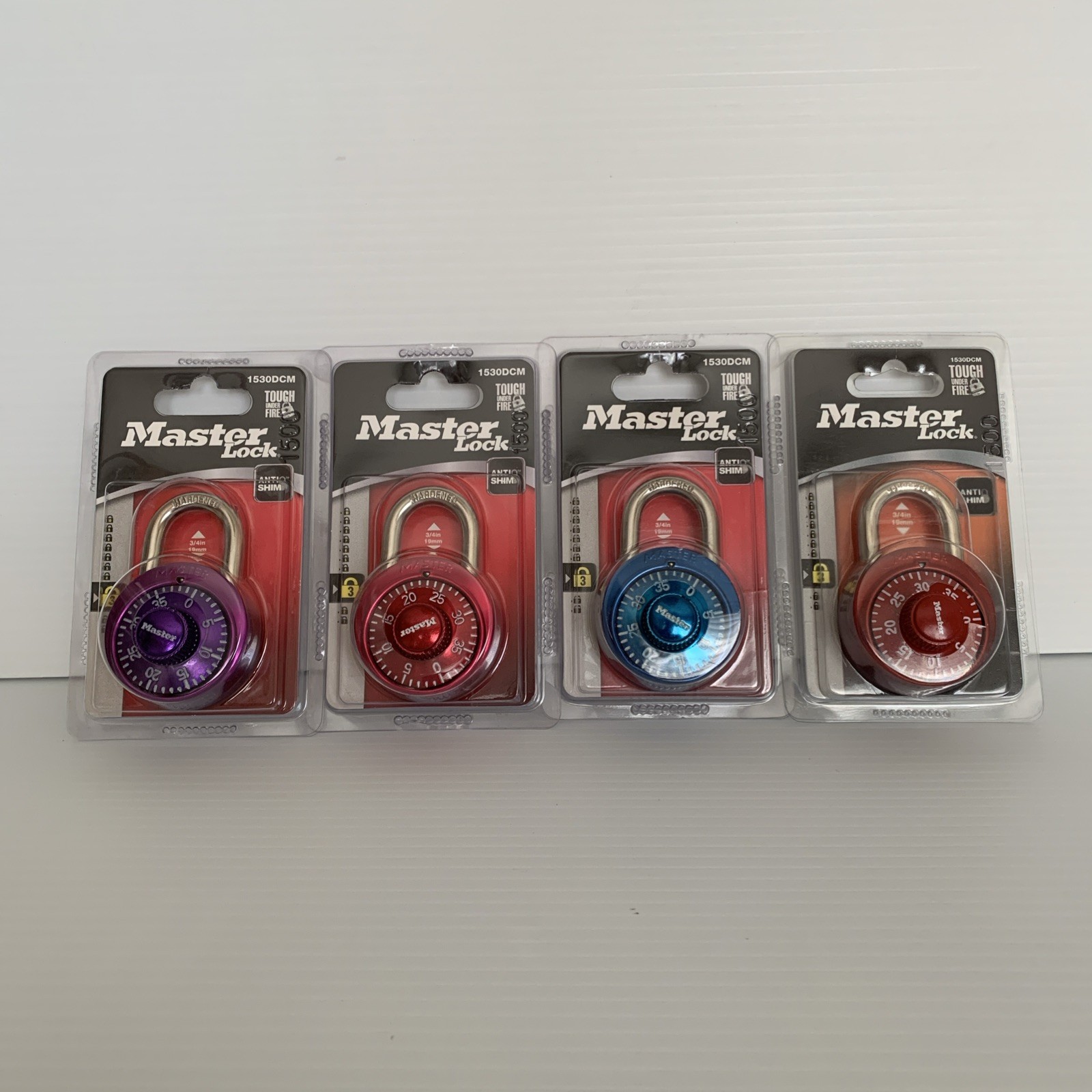 4 Pack-mixed Color Master Lock Combination Padlock Red Anti-Shim Level 3 New