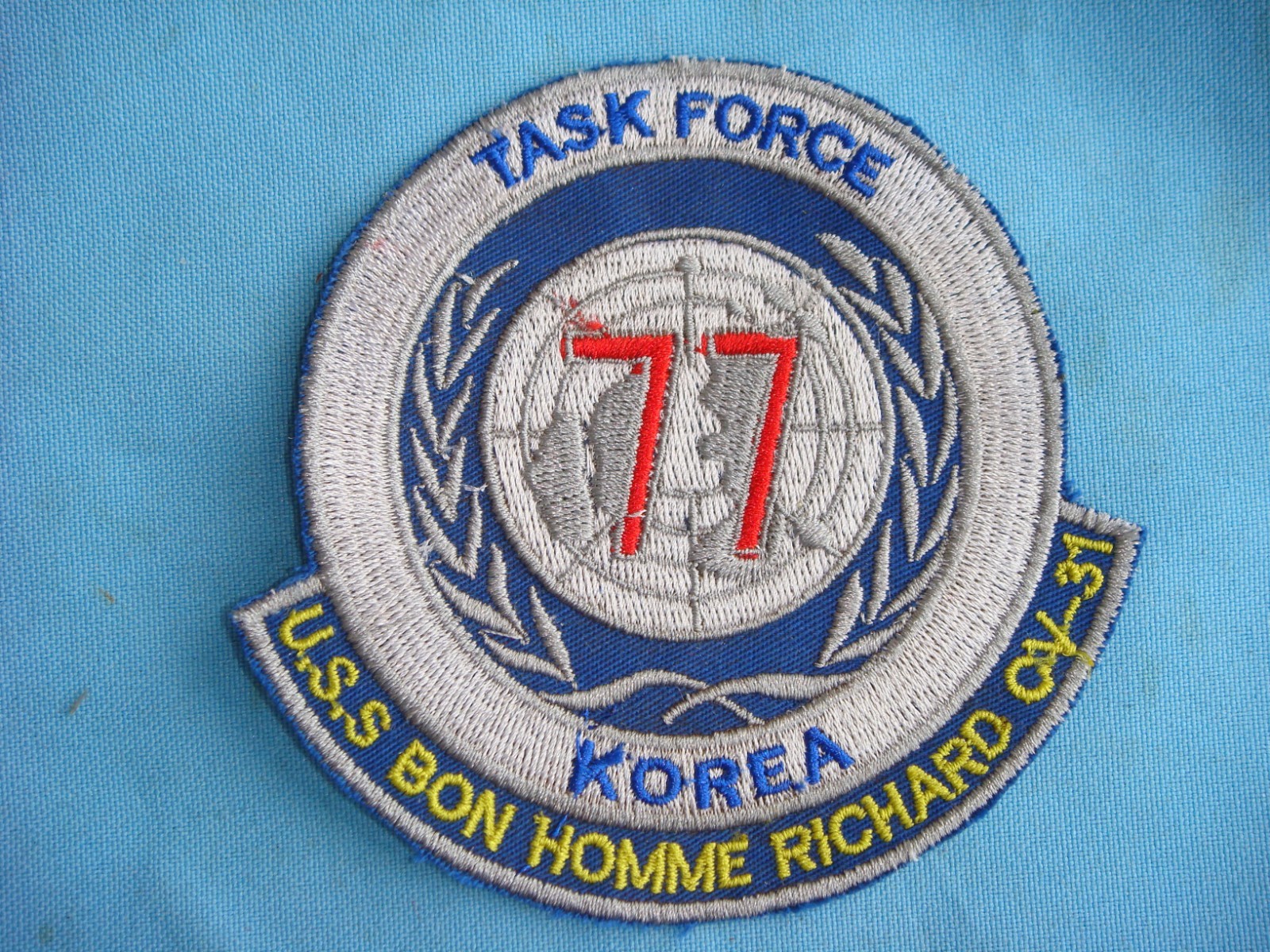 KOREA WAR PATCH, USS NAVY BONHOMME  RICHARD 77 TASK FORCE  CV-31
