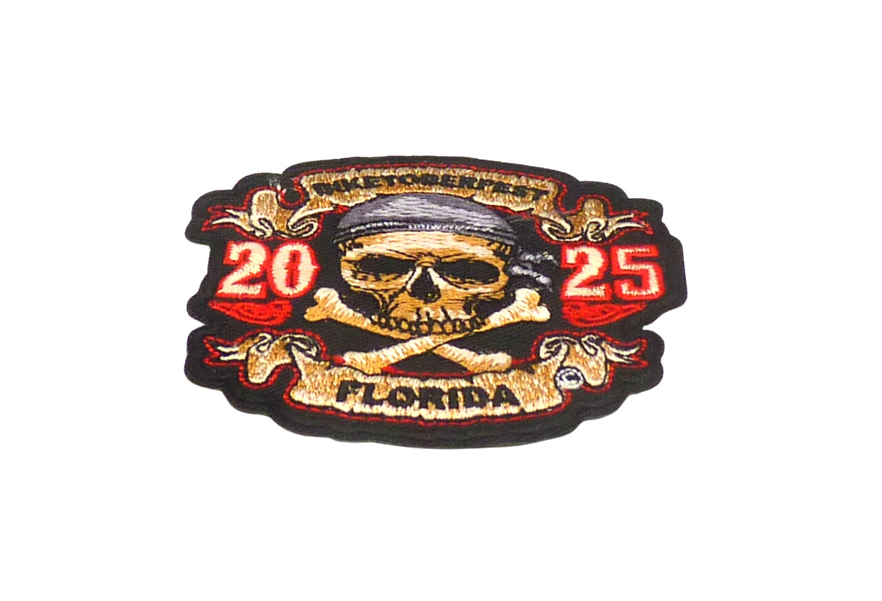 2025 Biketoberfest Daytona Skull & Crossbones Pirate Event Patch.