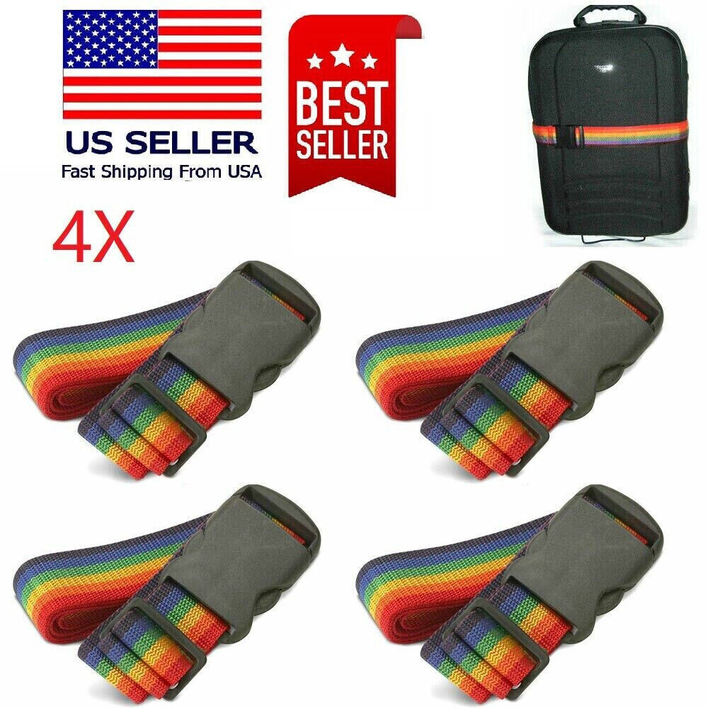 New 4 Pieces / Travel Luggage Strap Baggage Backpack Bag - Bright Colors