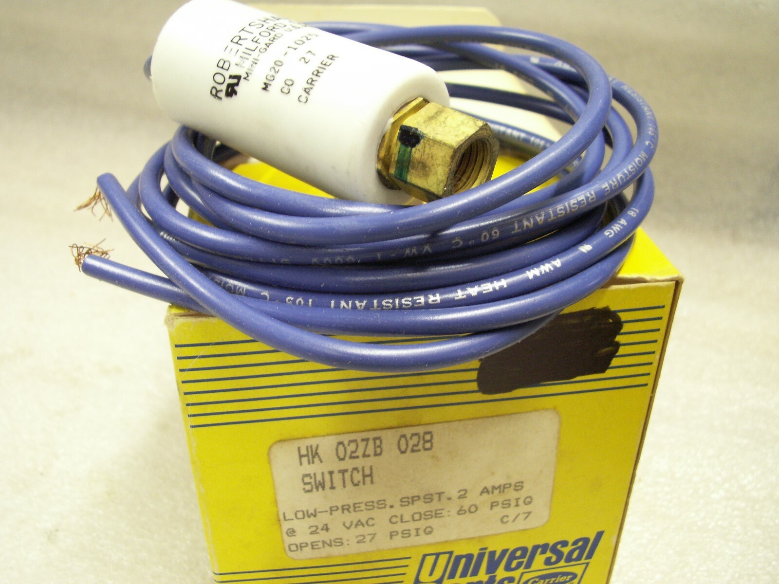 Carrier HighPressure Switch Sensor HK02ZA430 24VAC Close 320 PSI Open 428 PSI (X