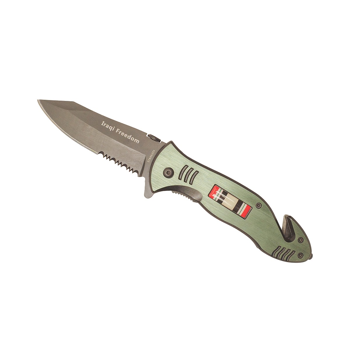 Veteran Iraqi Freedom Ribbon Bar Military Army Mens Hunting Folding Pocket Knife