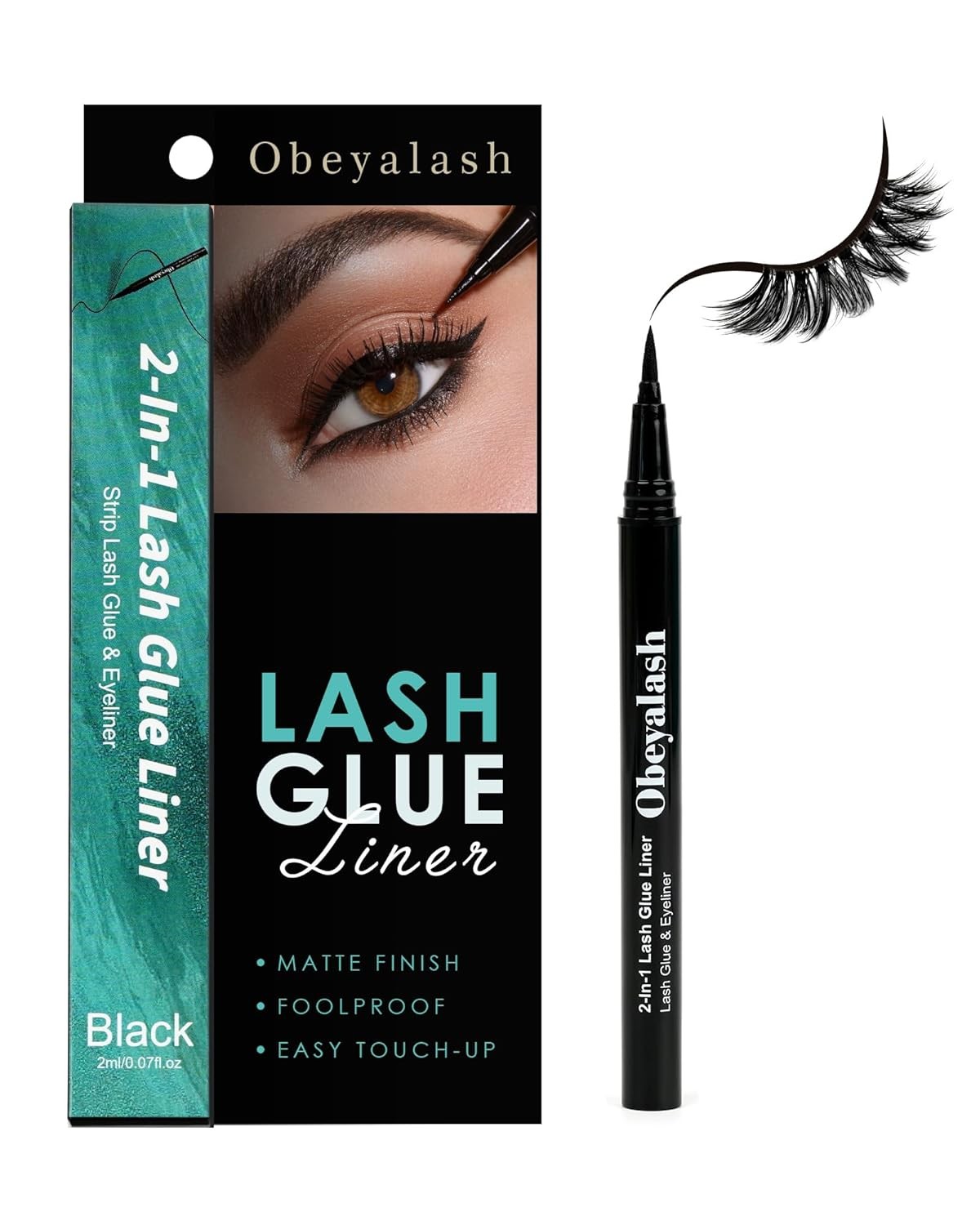 Lash Glue for Strip Lashes,2-in-1 Black Eyelash Pen and