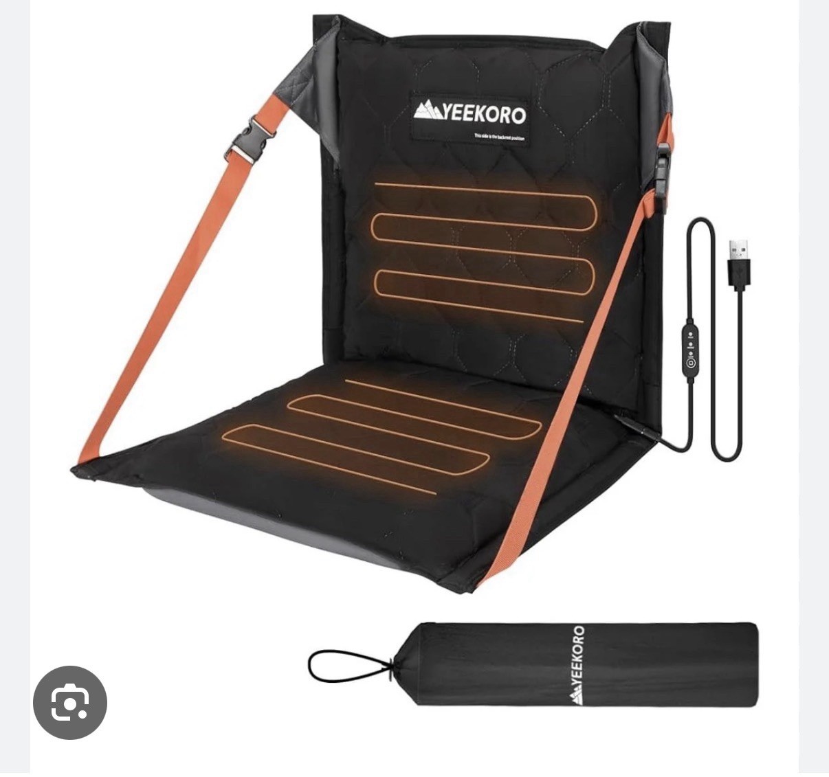 YEEKORO brand portable inflatable heated stadium seat With 3 Heat Levels