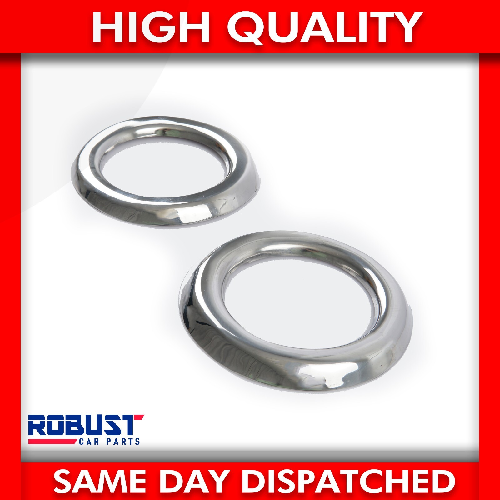 2PCS FOR FORD TRANSIT MK8 CHROME FOG LIGHT LAMP SURROUNDS S.STEEL (2014+ONWARDS)