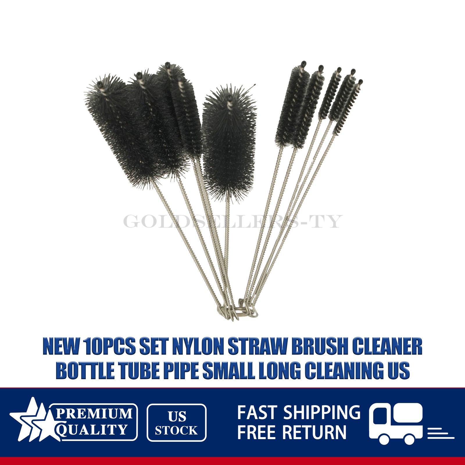 NEW 10PCS Set Nylon Straw Brush Cleaner Bottle Tube Pipe Small Long Cleaning
