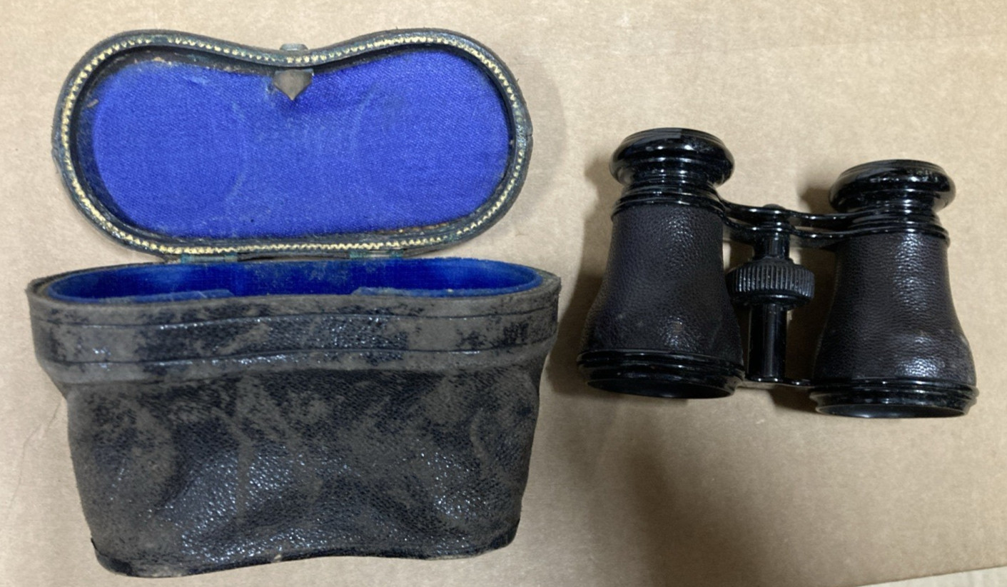 Antique Vendome Paris France Opera Binoculars Glasses w Leather Case vintage 20s